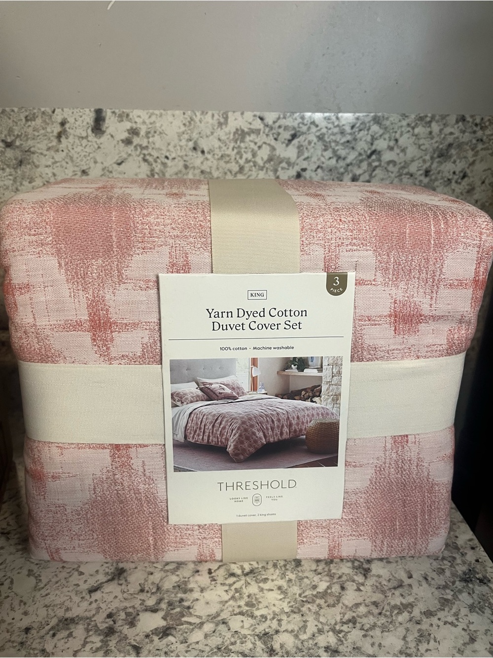 Threshold Pink Yarn-Dyed Cotton Duvet Cover Set - King
